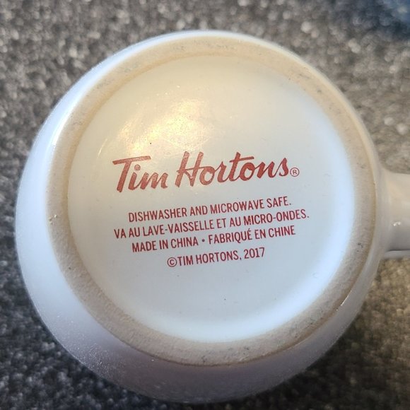 Tim Hortons Coffee White Red Ribbon Banner Mug Cup Limited Edition 2017 - Picture 2 of 3